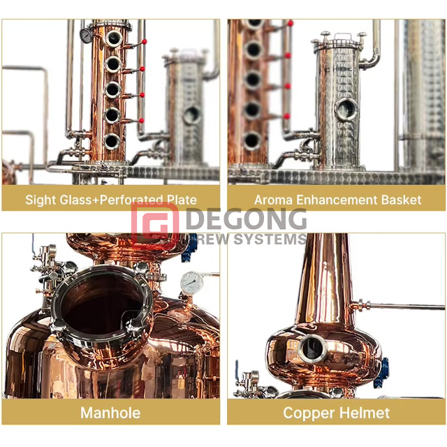 2000L Professional Whiskey Distillation Line Copper Pot