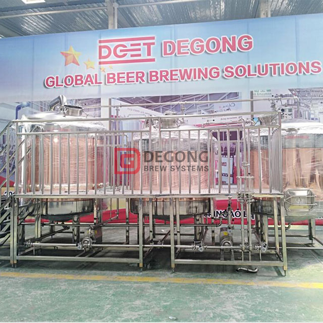 Craft Brewery Equipment 10HL Stainless Steel And Exterior with Red Copper Commercial Automatical Beer Brewing Machine for Sale